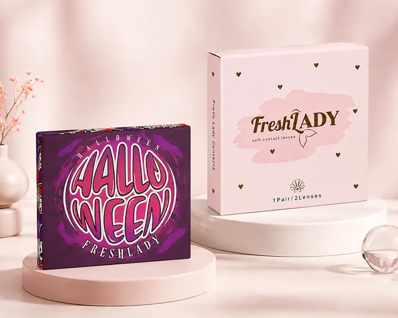 Retail-ready colored contact lens packaging for wholesale buyers